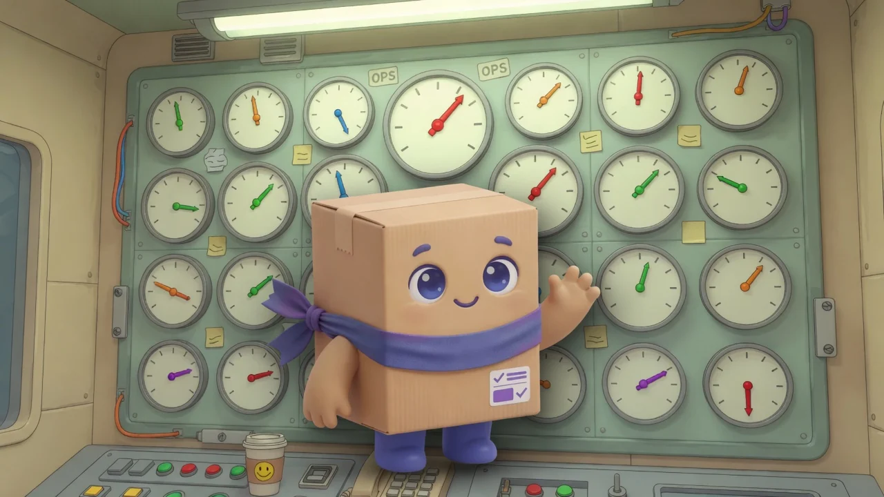 Package Pal in front of analog gauge dials.
