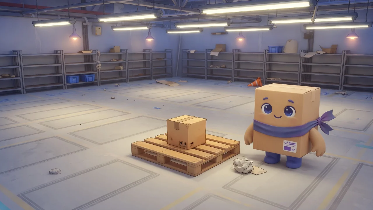 Package Pal beside a pallet with only one small box left.